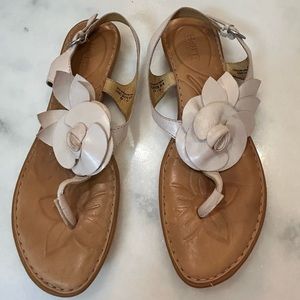 Born off white thong sandals with flower. Size 11.